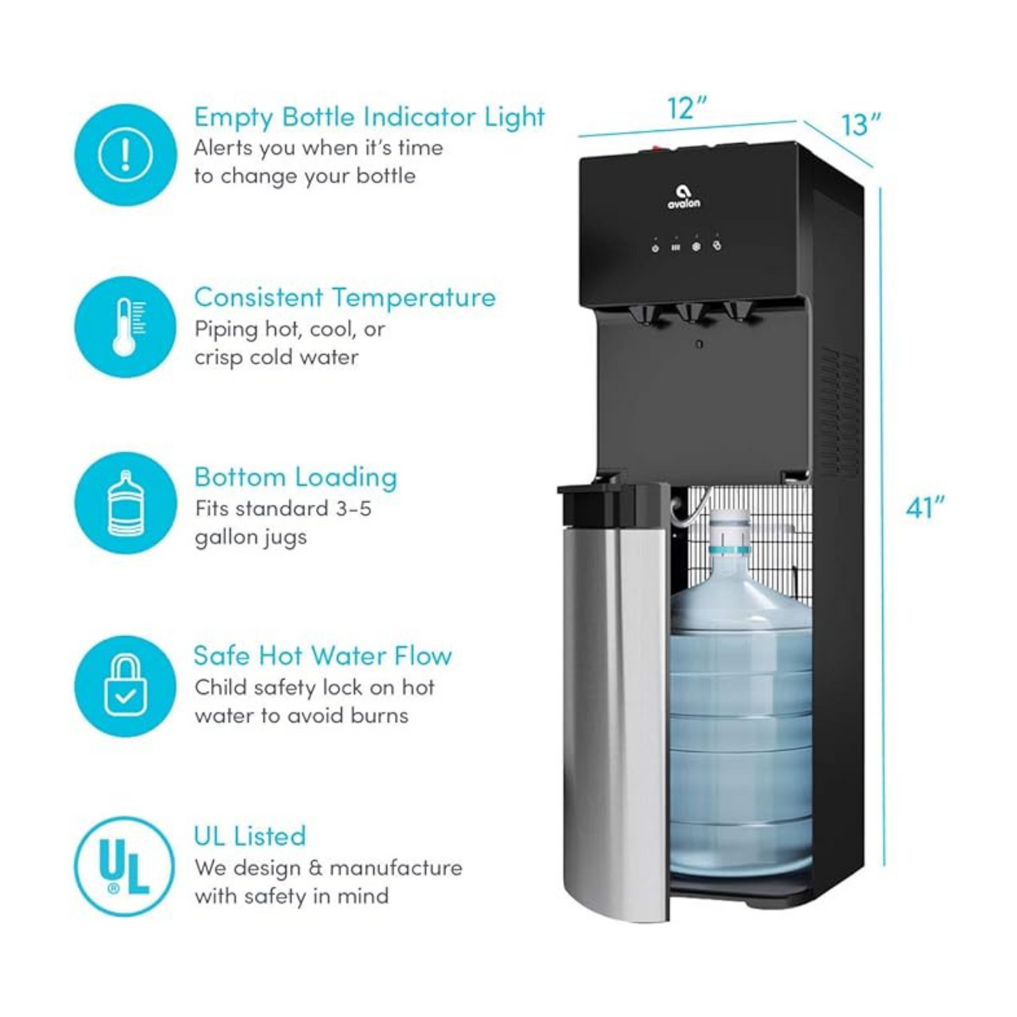 Avalon Bottom Loading Water Dispenser - Hot, Cool, Cold