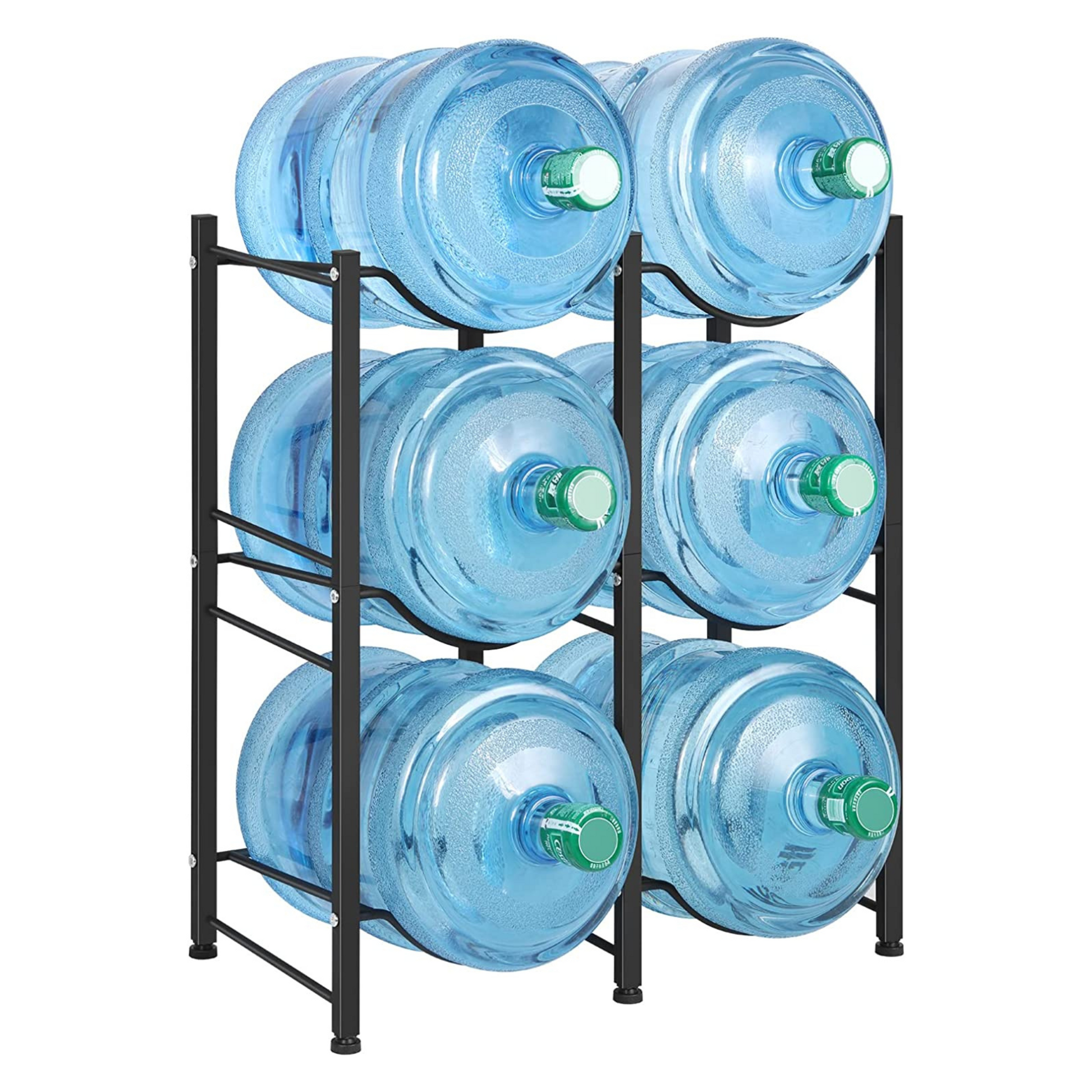 BLACK Water Bottle Rack for 3 bottles, 3 & 5 gallon jugs storage