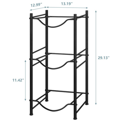 Maximize your storage space and simplify your life with our 3-tier water jug rack. Made of premium steel in black, it can hold up to 5 water bottles and fits perfectly in small spaces like your kitchen, office, or classroom.